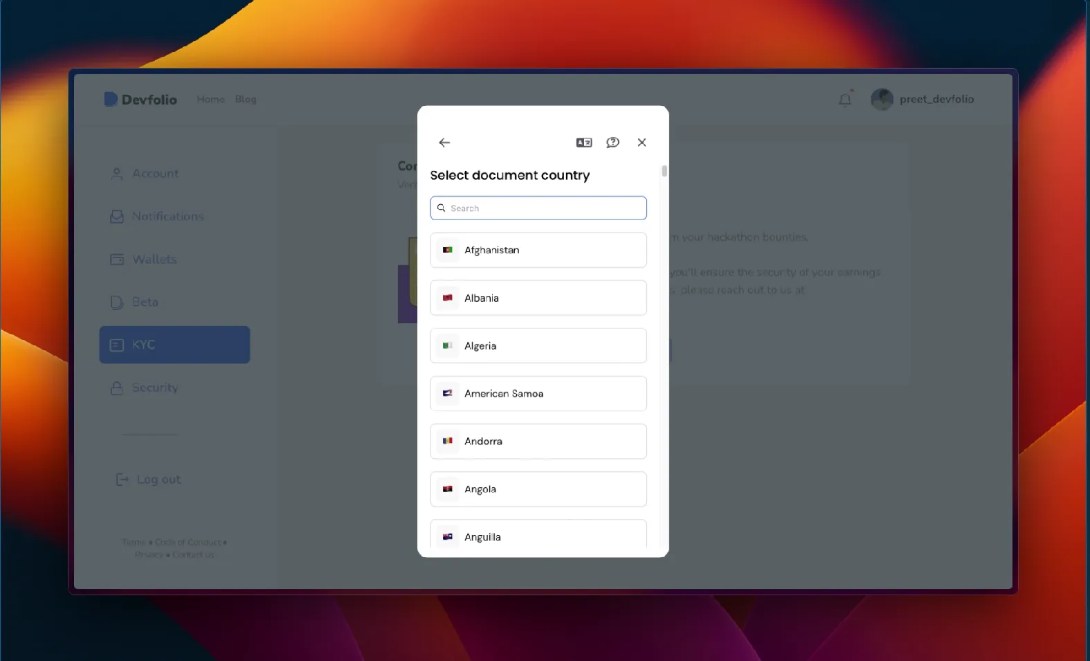 Select document type